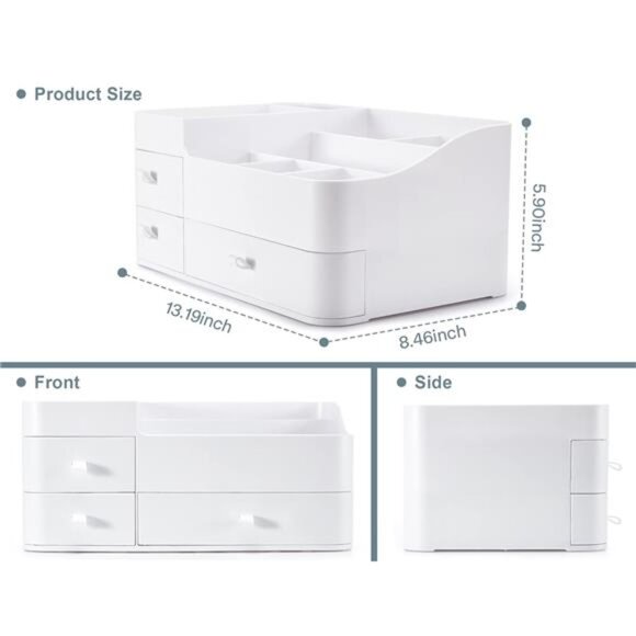 Makeup Organizer with Drawers,Large Capacity Countertop Organizer for Vanity - Picture 3 of 7